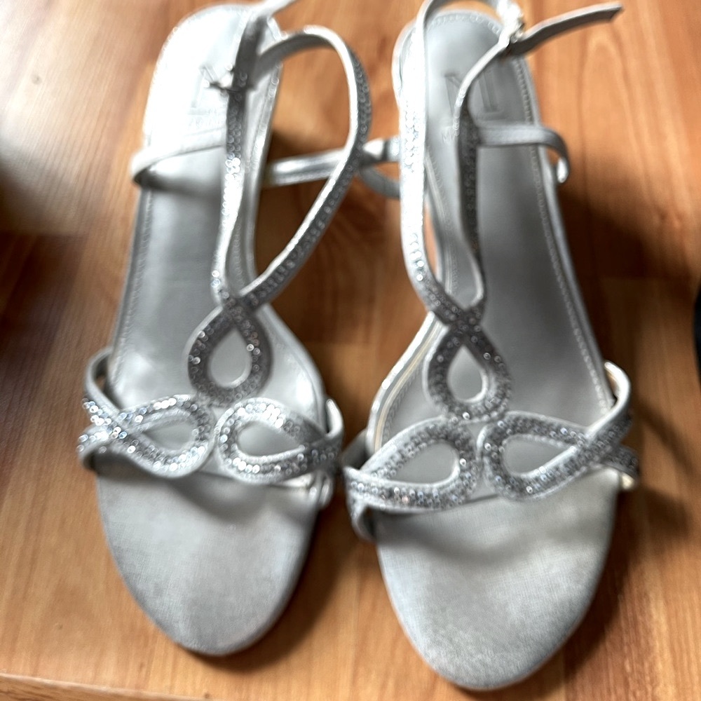 Silver strap dressy heels